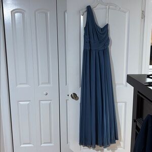 David's Bridal Steel Blue Evening Dress